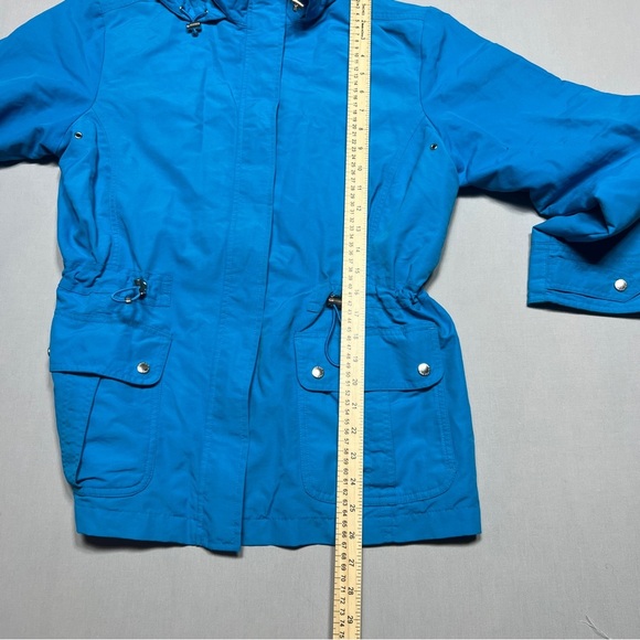 Lands End Womens Rain Jacket Sz M 10-12 Hood Pockets Full Zip Nylon Wind Weather - Picture 8 of 13